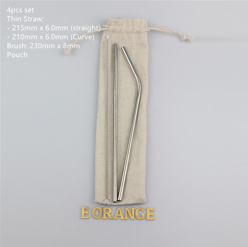 Customise print Reusable Stainless Steel Metal Straw Set logo singapore wholesale bulk eco-freindly