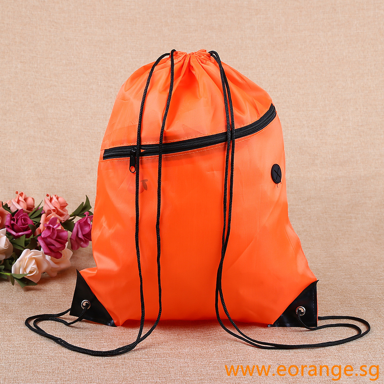 Drawstring Backpacks with Pocket and Earphone Slot